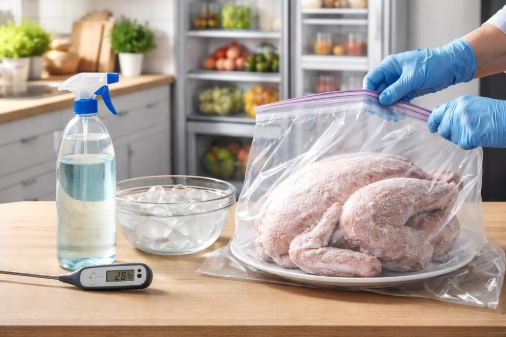 découvrez nos conseils essentiels pour décongeler votre dinde de noël en toute sécurité et éviter les risques sanitaires liés à une viande laissée trop longtemps à température ambiante.