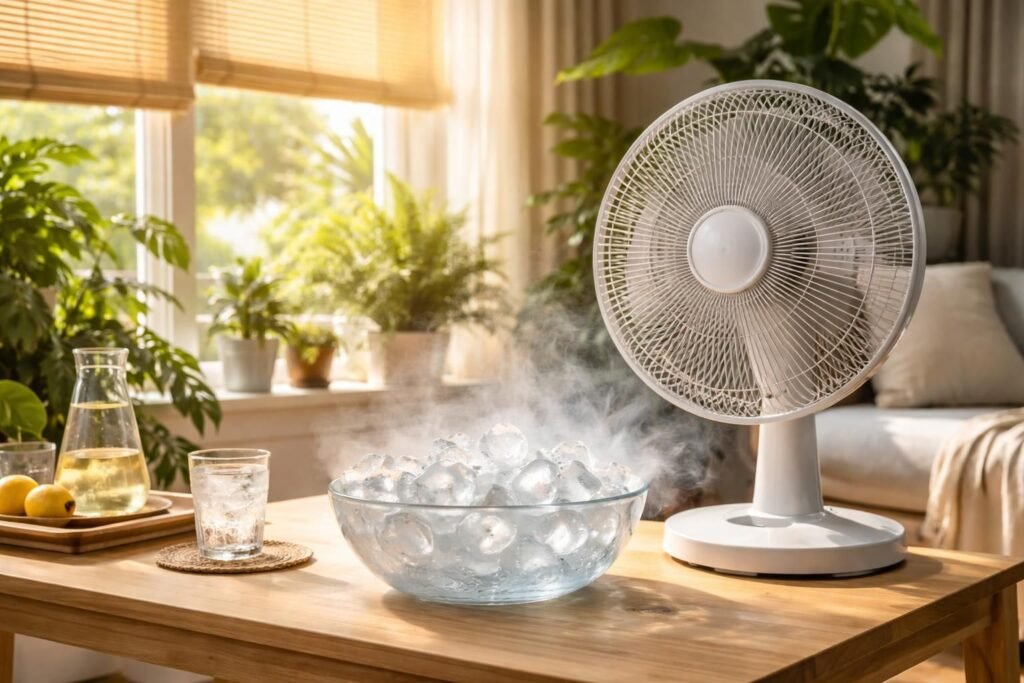 apprenez une astuce simple et ingénieuse utilisant des glaçons pour rafraîchir naturellement votre intérieur lors des périodes de canicule.
