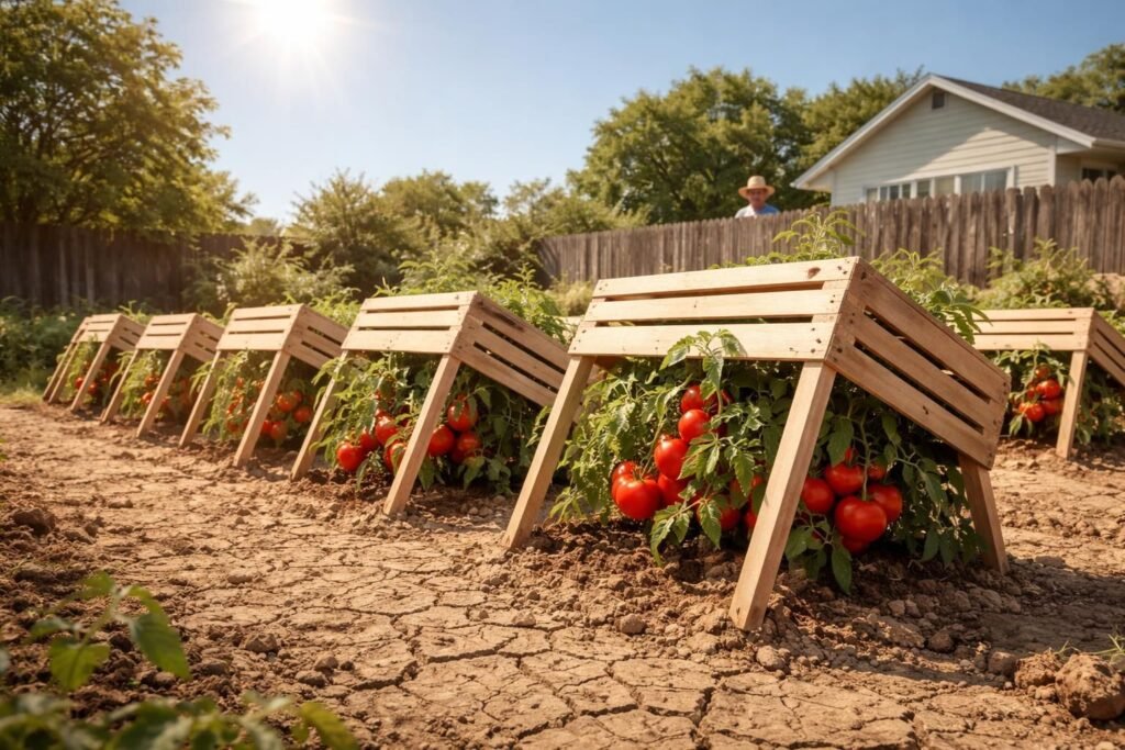 découvrez pourquoi votre voisin utilise des cagettes renversées pour protéger ses plants de tomates durant la canicule, une astuce simple pour préserver l'humidité et éviter les brûlures.