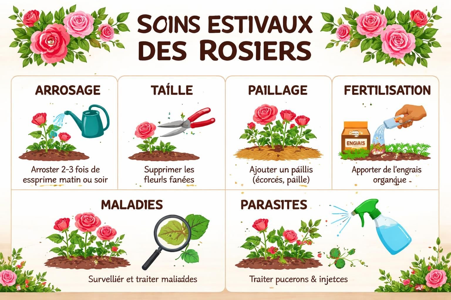 découvrez les secrets de grand-mère pour entretenir vos rosiers et les garder éclatants tout l'été grâce à des astuces naturelles et faciles à appliquer.
