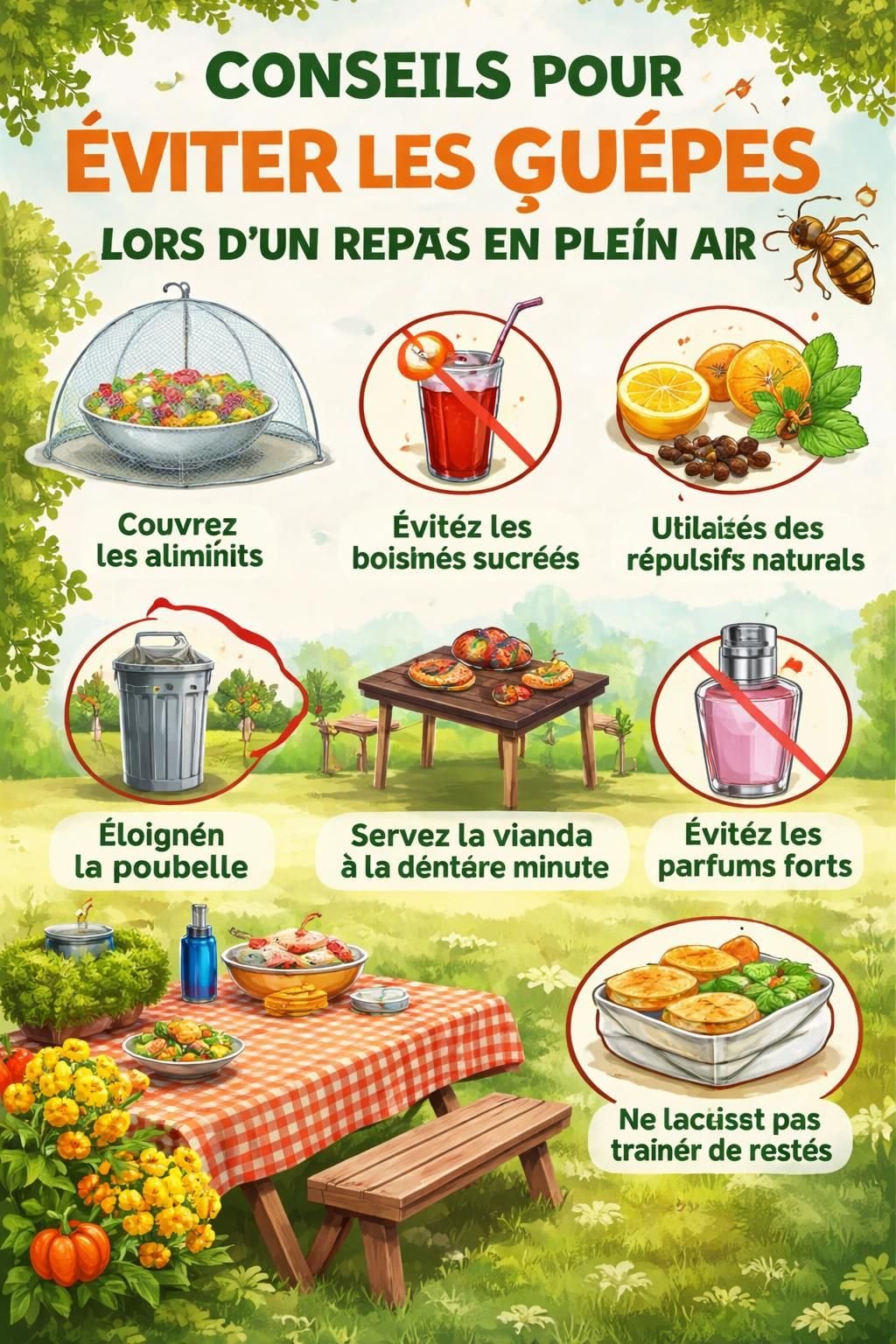 découvrez des conseils malins pour déguster vos repas en plein air en toute tranquillité, sans être dérangé par les guêpes. profitez pleinement de vos moments en plein air grâce à nos astuces efficaces !