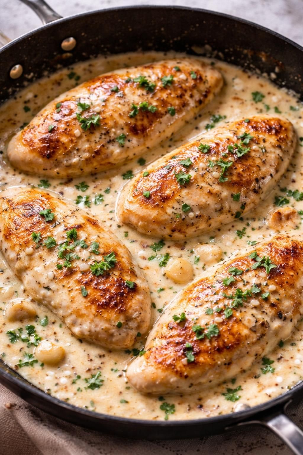 apprenez à cuire un poulet tendre à la poêle et préparez une délicieuse sauce onctueuse à la crème fraîche grâce à une astuce simple et rapide.