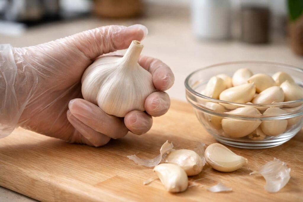 découvrez une méthode rapide et efficace pour éplucher une tête d'ail sans vous salir les mains, idéale pour gagner du temps en cuisine.