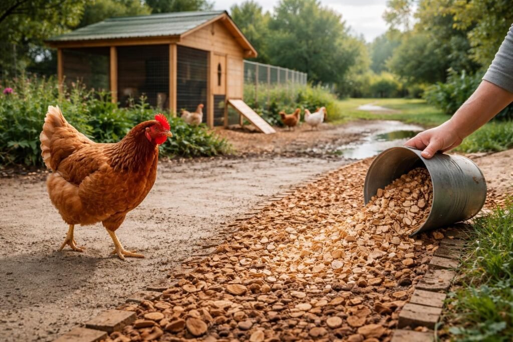 découvrez une astuce simple pour éviter que le poulailler de vos poules ne devienne boueux après la pluie, protégeant ainsi efficacement leurs pattes.