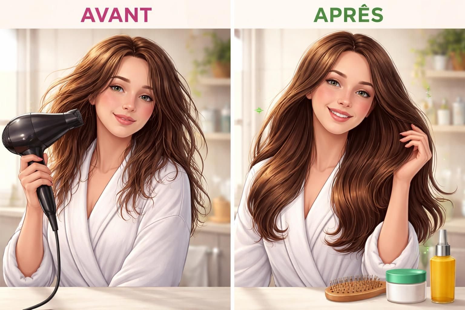 découvrez comment une astuce simple m'a permis d'abandonner mon sèche-cheveux chaque matin et d'adopter une routine capillaire naturelle et efficace.